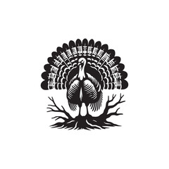 Rustic Wild Turkey Vector Silhouette Illustration – Striking Forest Bird in Profile with Distinct Feathers, Ideal for Wildlife Prints, Farm Logos, Country Artwork, and Outdoor Branding