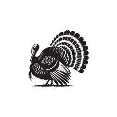 Rustic Wild Turkey Vector Silhouette Illustration – Striking Forest Bird in Profile with Distinct Feathers, Ideal for Wildlife Prints, Farm Logos, Country Artwork, and Outdoor Branding