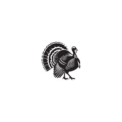 Majestic Wild Turkey Silhouette Vector Art – Bold Game Bird Design with Fanned Tail and Upright Stance, Perfect for Nature Themes, Hunting Graphics, and Rustic Decor

