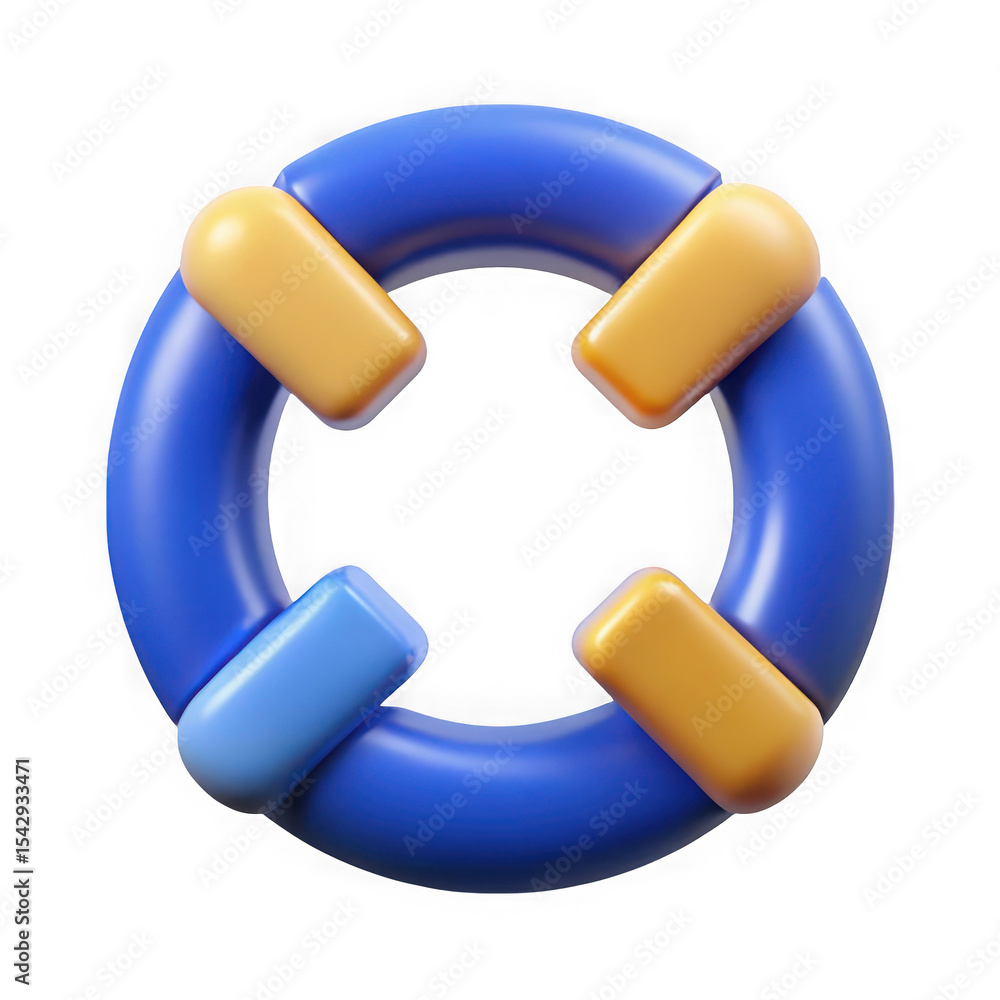 Poster abstract 3d circular icon with blue and orange segments isolated on transparent background