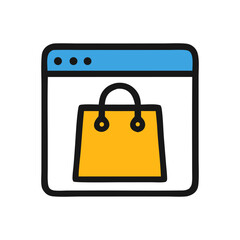A web browser window displaying a shopping bag icon, likely for an e-commerce website.