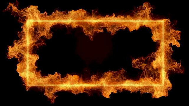 Fire flames, burning frame spinning on dark color.background for key visual background