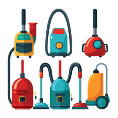 vacuum cleaner set isolated on white background