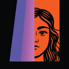 Dramatic portrait of a young woman in shadowy lighting