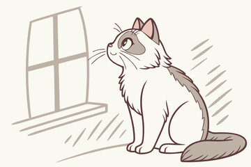  Cute Ragdoll Cat Sitting by Window Looking Up