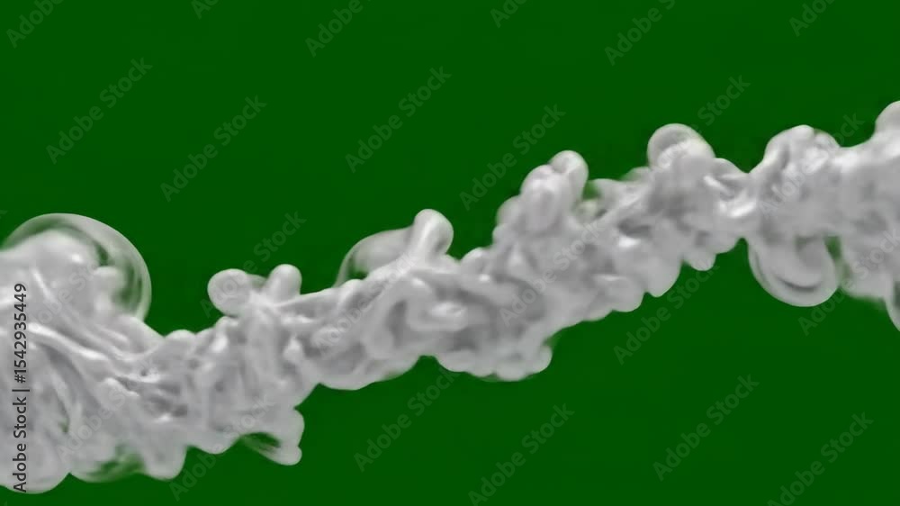 Poster abstract flowing light gray smoke on lime green background visual design element