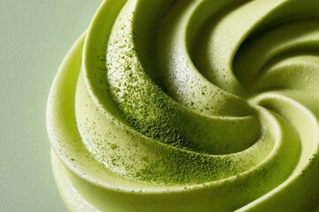 Swirling matcha green tea soft serve close up