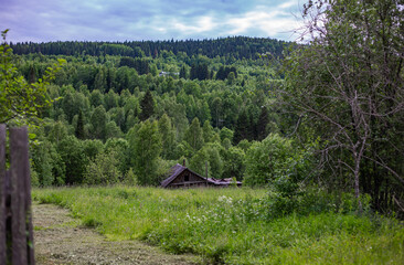 Picturesque landscapes in a remote taiga village in the Urals - Ust-Tiskos, Perm Krai, Urals. June...