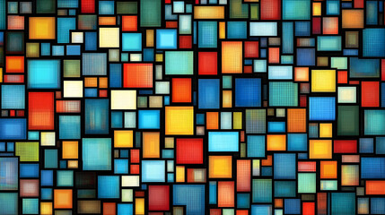 Fototapeta premium Colorful square mosaic pattern abstract geometric background vibrant digital illustration