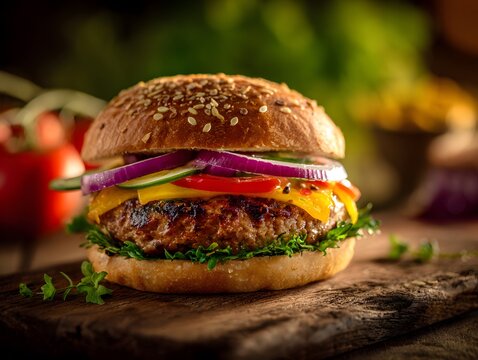 humburger with veggies