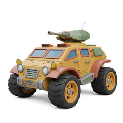 Fototapeta premium Stylized armored SUV with gun turret