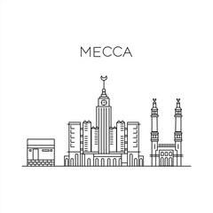 vector landscape lines of makkah buildings suitable for your icon infografic