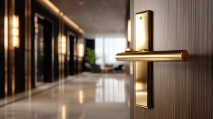 A close-up image of a stylish door handle, symbolizing entry into a luxurious interior space, capturing the essence of elegance and modern design in luxury settings.
