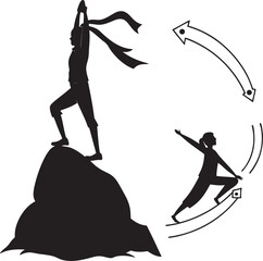 Vector silhouette illustration of a man with an axe in action, a Japanese calligraphy-inspired sport