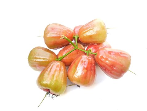 Watery rose apple fruit (Syzygium aqueum) isolated on white background 