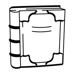 A doodle style icon of a classic book design
