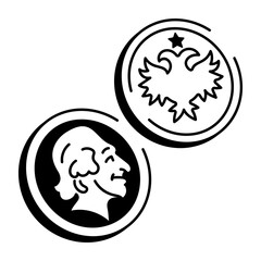 A hand drawn icon showing a russian coin 
