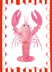 GIRLY LOBSTER SUMMER POSTER - VIBRANT FOOD ILLUSTRATIONS WATERCOLOR STYLE