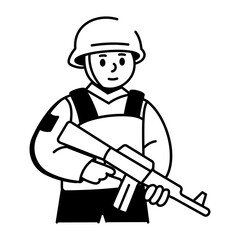 A drawing style icon showing a russian soldier