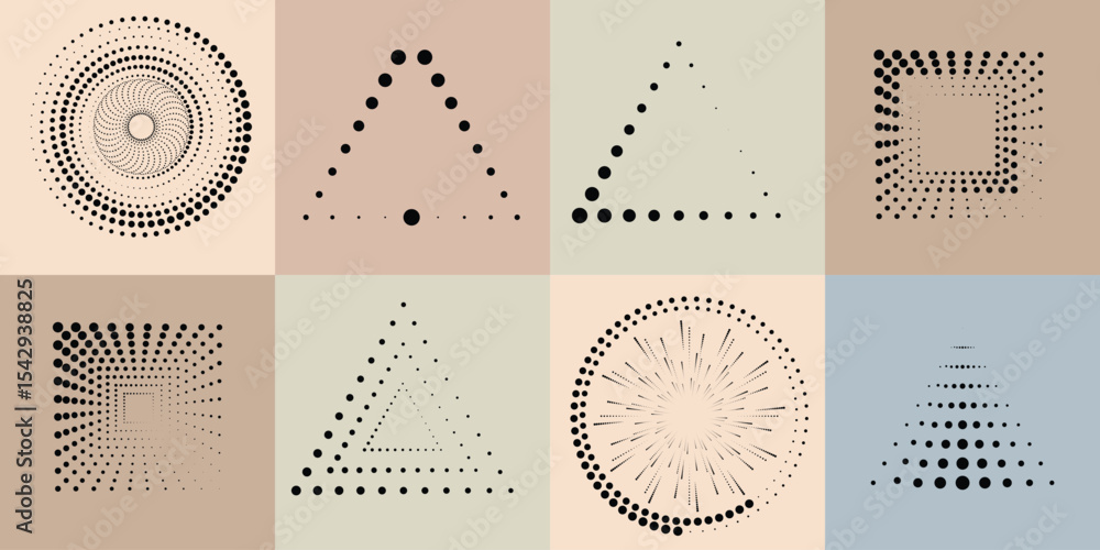 Poster lines and dots in circle form .rotate rounded shape vector illustration .rotating dots form a circle