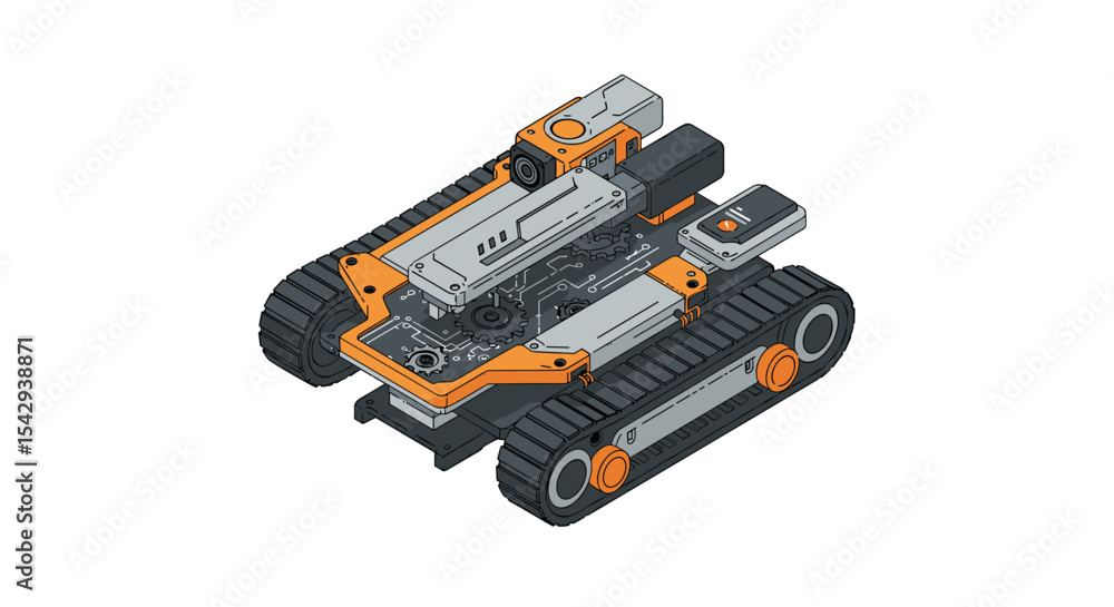 Aufkleber futuristic robotic tank design with circuit details for technology innovation and engineering projec
