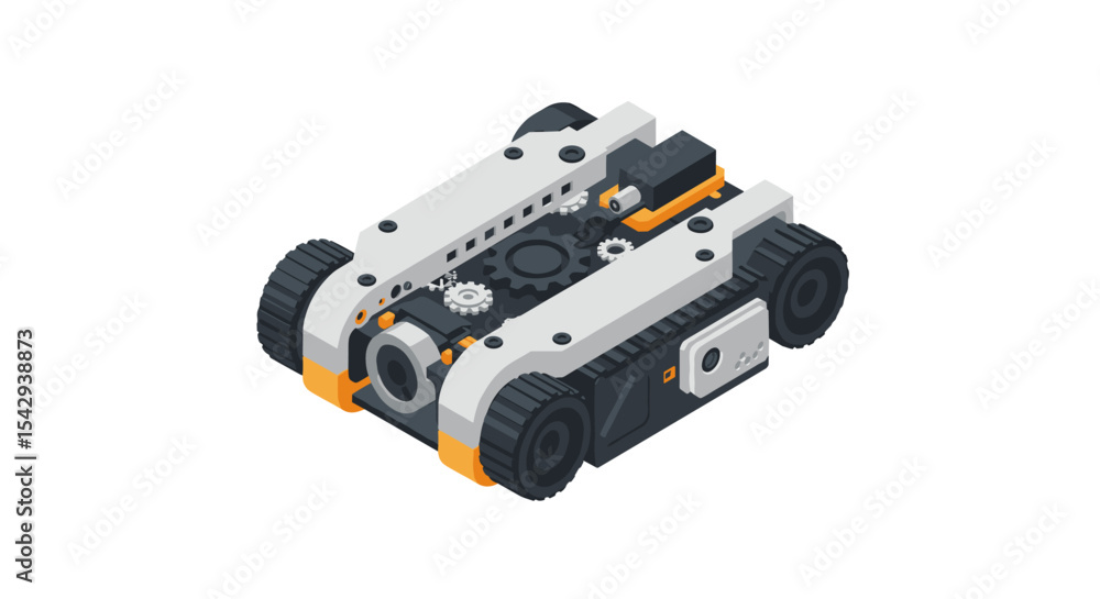 Poster educational robot kit for stem learning and robotics exploration vector illustration isometric