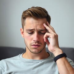 Young man suffering for depression