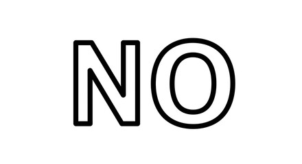 Simple Line Art of the Word No on White Background
