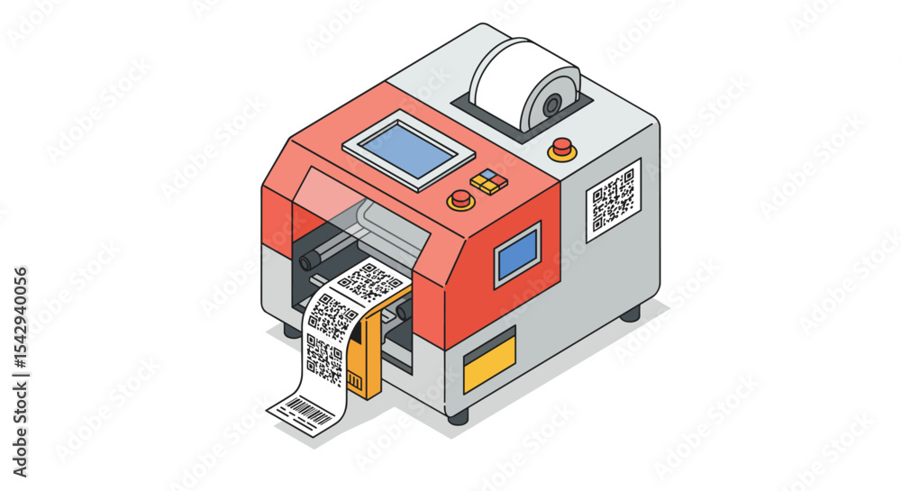 Poster modern barcode printer machine with qr code and receipt functionality for efficient business operati