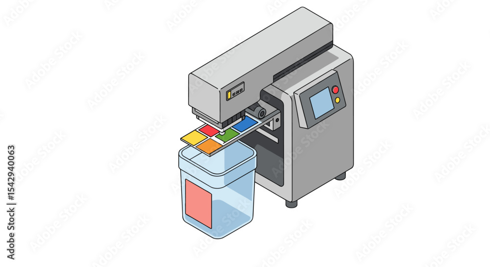 Aufkleber modern 3d color printer creating vibrant design elements for creative projects vector illustration i