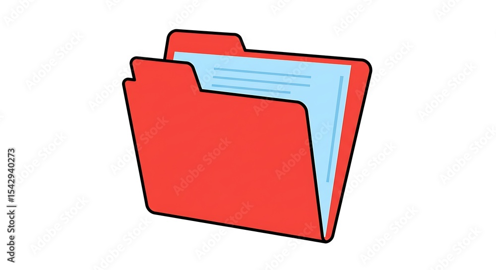 Poster open red folder with documents illustration for filing