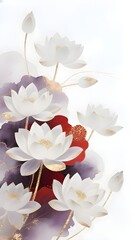 Illustration of Cluster of elegant Lotus in Avant-garde art, clean background, suitable for decoration 004