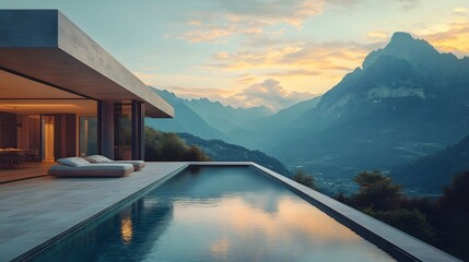 A vacation villa overlooking the mountains from the terrace