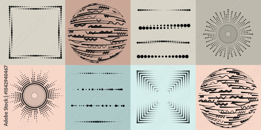 Poster lines and dots in circle form .rotate rounded shape vector illustration .rotating dots form a circle