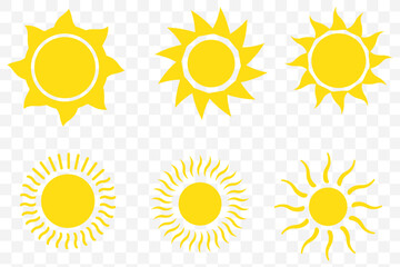 Set of sun icon symbol vector on white background