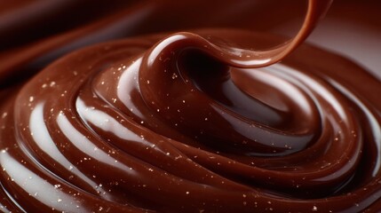 Melted milk chocolate rotating and pouring, creating delicious swirls