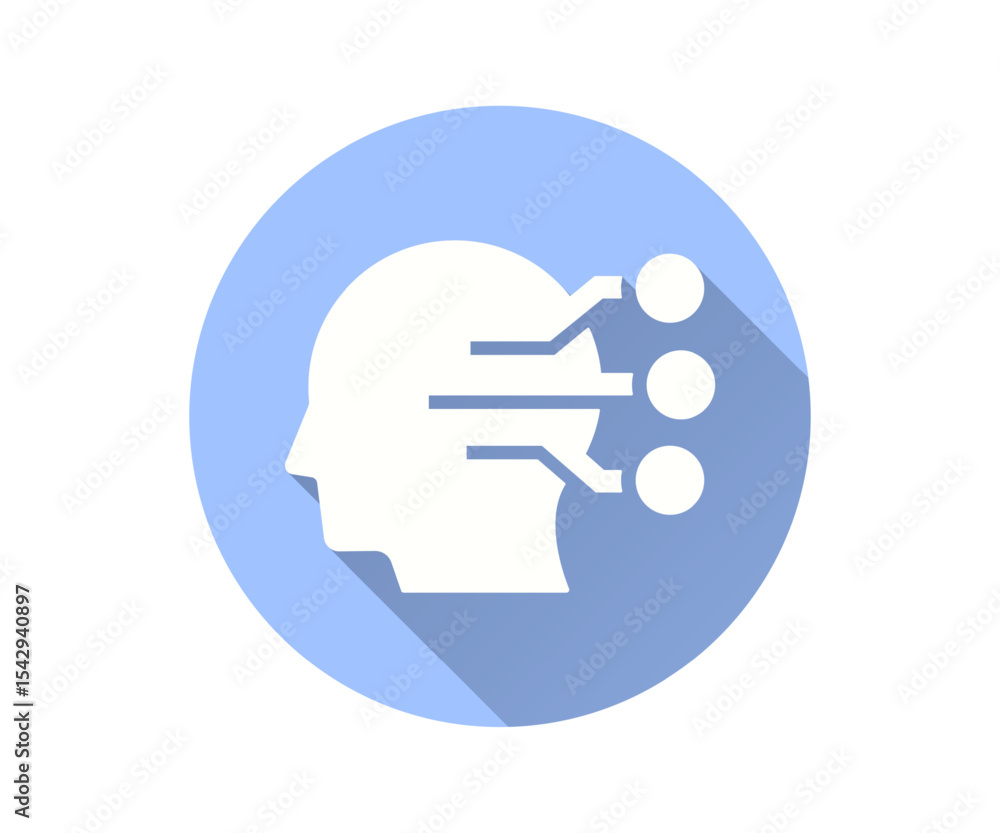 Aufkleber artificial intelligence flat icon. simple illustration with long shadow for graphic and web design.