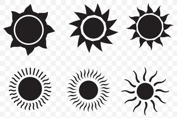 Set of sun icon symbol vector on white background