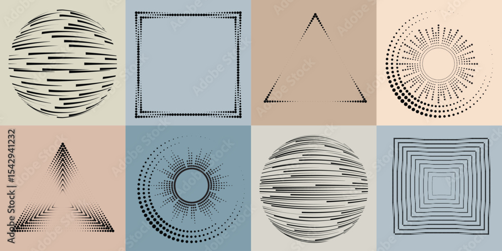Poster lines and dots in circle form .rotate rounded shape vector illustration .rotating dots form a circle