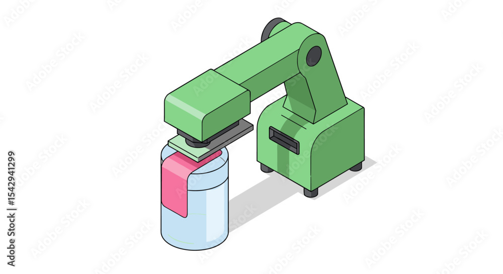 Aufkleber futuristic green robotic arm handling jar for automation tech and industry innovation design vector 