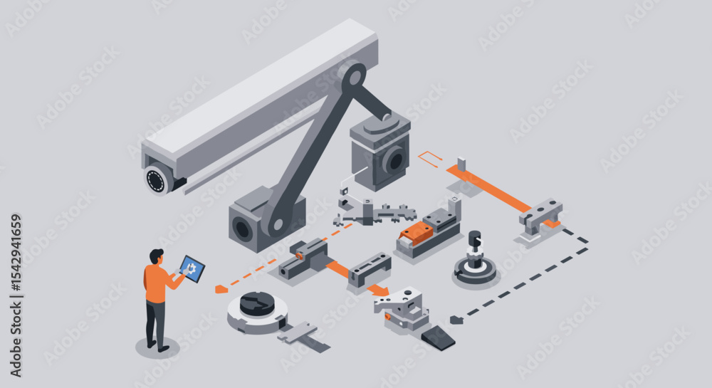 Aufkleber robotic automation in industrial technology design for innovation and efficiency vector illustration