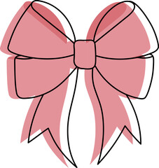 Set of Cute Decorative Bows – Red and Pink Ribbon Illustrations for Gifts and Celebrations