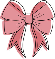 Set of Cute Decorative Bows – Red and Pink Ribbon Illustrations for Gifts and Celebrations