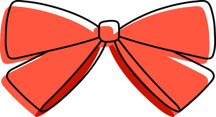 Set of Cute Decorative Bows – Red and Pink Ribbon Illustrations for Gifts and Celebrations