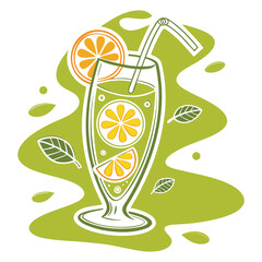 Creative Summer Drink Design With Orange Pieces Vector