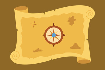 Ancient Treasure Map Unveiling Lost Secrets with Compass Guidance
