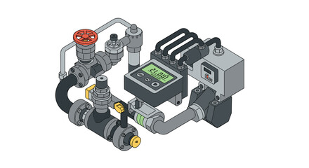 Industrial control system with digital display for automation and efficiency design vector illustration