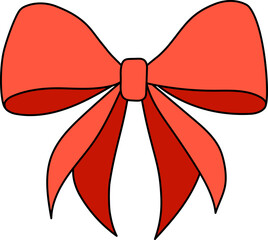 Set of Cute Decorative Bows – Red and Pink Ribbon Illustrations for Gifts and Celebrations