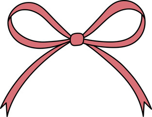 Set of Cute Decorative Bows – Red and Pink Ribbon Illustrations for Gifts and Celebrations