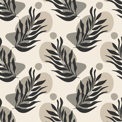 Trendy minimalist seamless botanical pattern with abstract creative hand drawn composition
